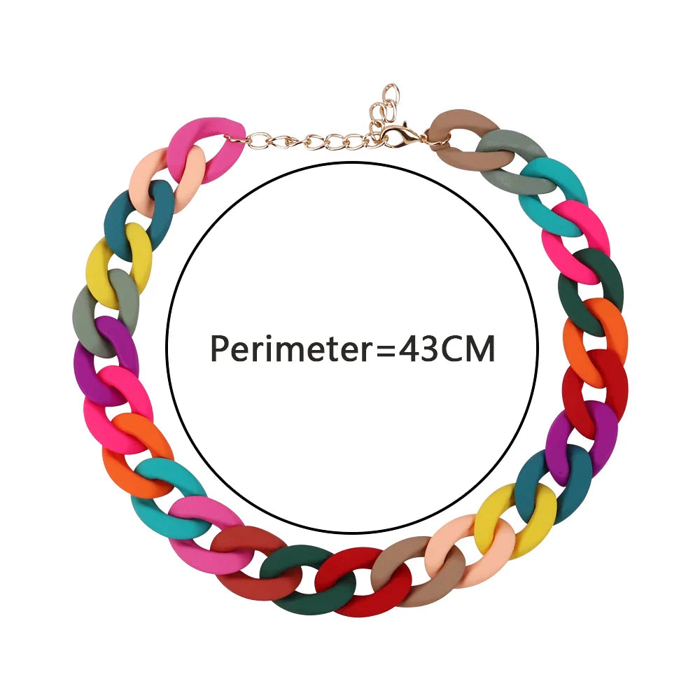 Colorful Acrylic Chain Choker Necklaces For Women Statement Matte Resin Wide Chain Collar Neck Jewelry-Dollar Bargains Online Shopping Australia