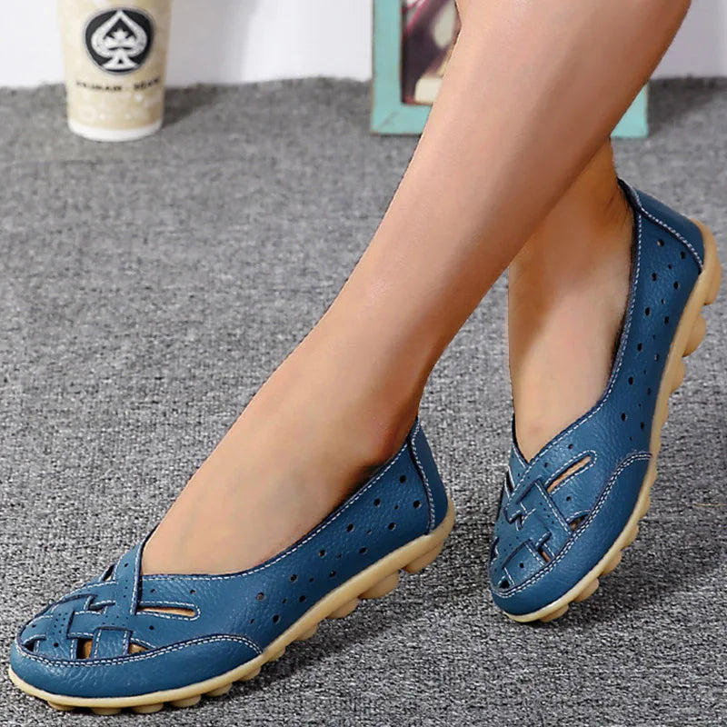 Women Shoes For Summer Flats Soft Leather Shoes Flat Slip On Loafers Women Casual Shoes Breather Moccasins Nursing-Dollar Bargains Online Shopping Australia