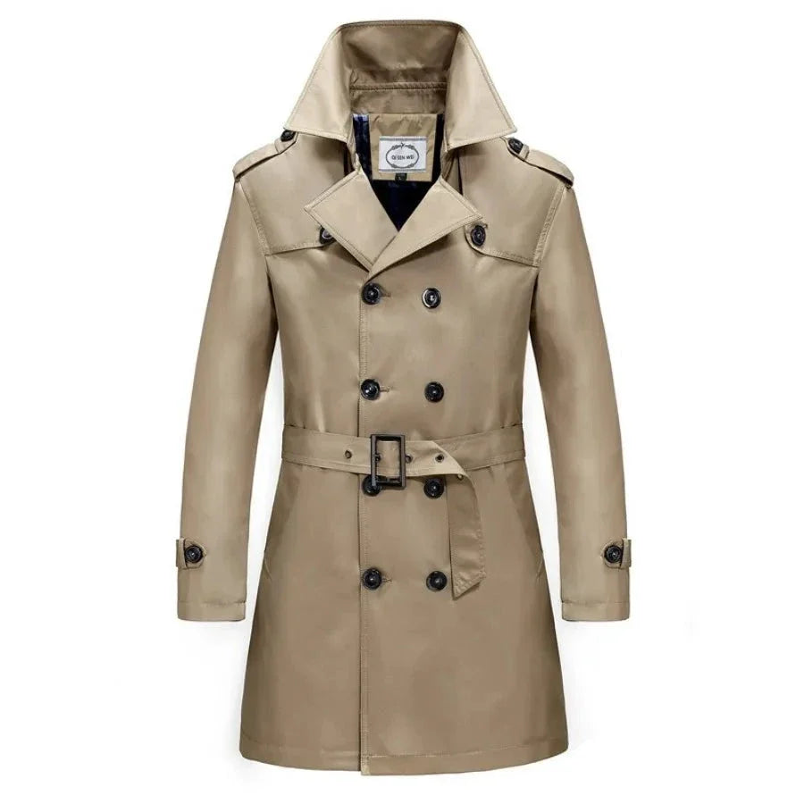 British Style Men's Long Trench Coats with Belt Fashion Slim Windbreak Overcoat Male Double Breasted Jackets-Dollar Bargains Online Shopping Australia