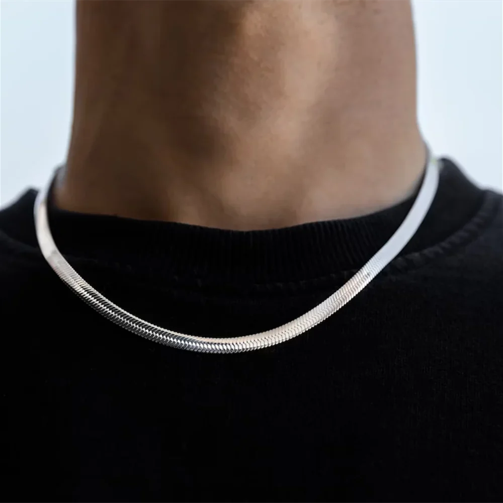 Hip Hop Snake Chain Necklace for Men New Fashion Stainless Steel Silver Color Necklace Jewelry Accessories Party Gift-Dollar Bargains Online Shopping Australia