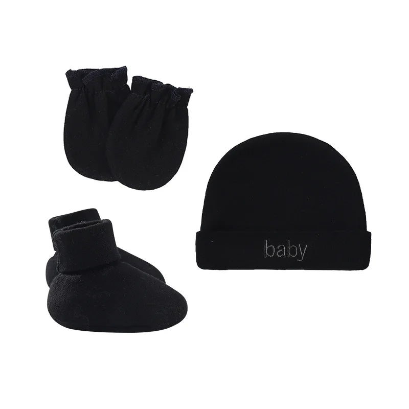 Newborn Hat Gloves Socks Set for Baby Cotton Fall Casual Photography Props Soft Headwear Infant Nightcap Fashion-Dollar Bargains Online Shopping Australia