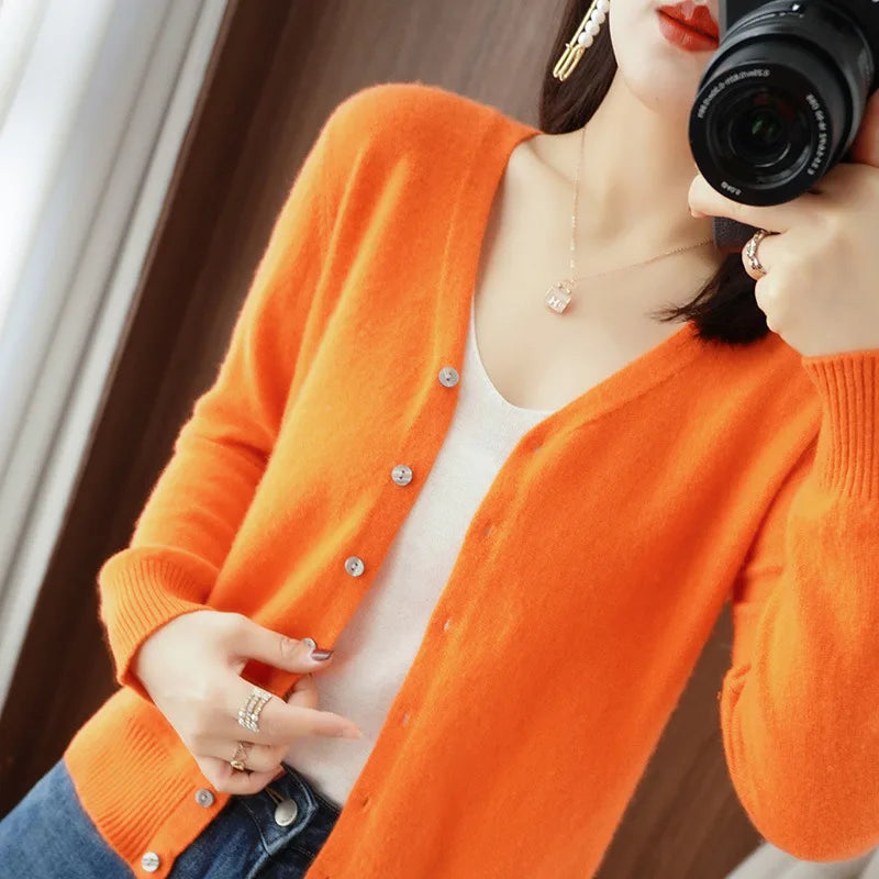 Women Cardigans Single Breasted Knitwear Long Sleeve Warm Knit Cardigan casual Sweater