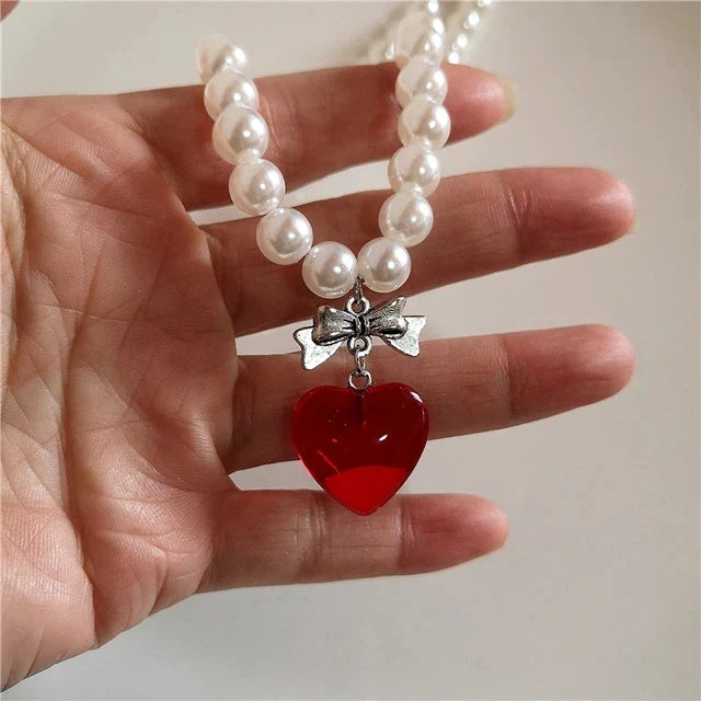 Y2K Strawberry Pendant Necklace Choker for Women Children Jewelry Imitation Pearl Neck Clavicle Chain Cute Accessories New-Dollar Bargains Online Shopping Australia