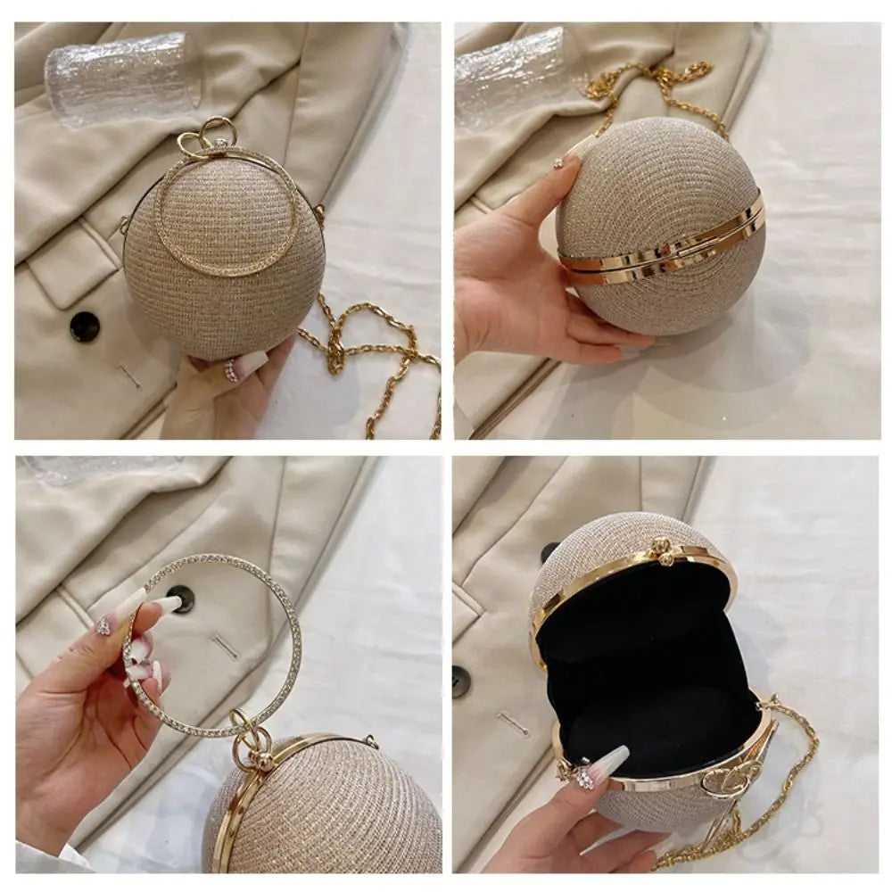 Rhinestone Evening Banquet Bag Elegant Glitter Wrist Bag Ball Handbag Shoulder Bag Large Capacity Ladies Clutch Bag Wedding