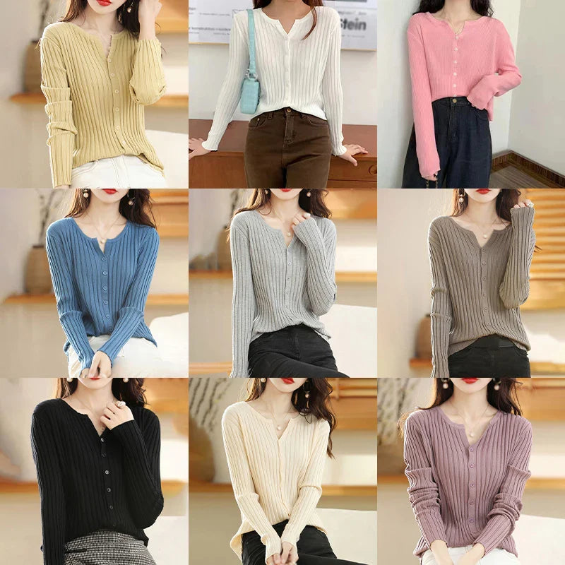 Women's Cardigan Solid Colour Sweater Autumn Winter Slim Casual Cardigan Sweater-Dollar Bargains Online Shopping Australia