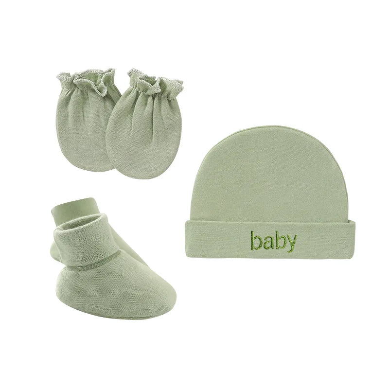 Newborn Hat Gloves Socks Set for Baby Cotton Fall Casual Photography Props Soft Headwear Infant Nightcap Fashion-Dollar Bargains Online Shopping Australia