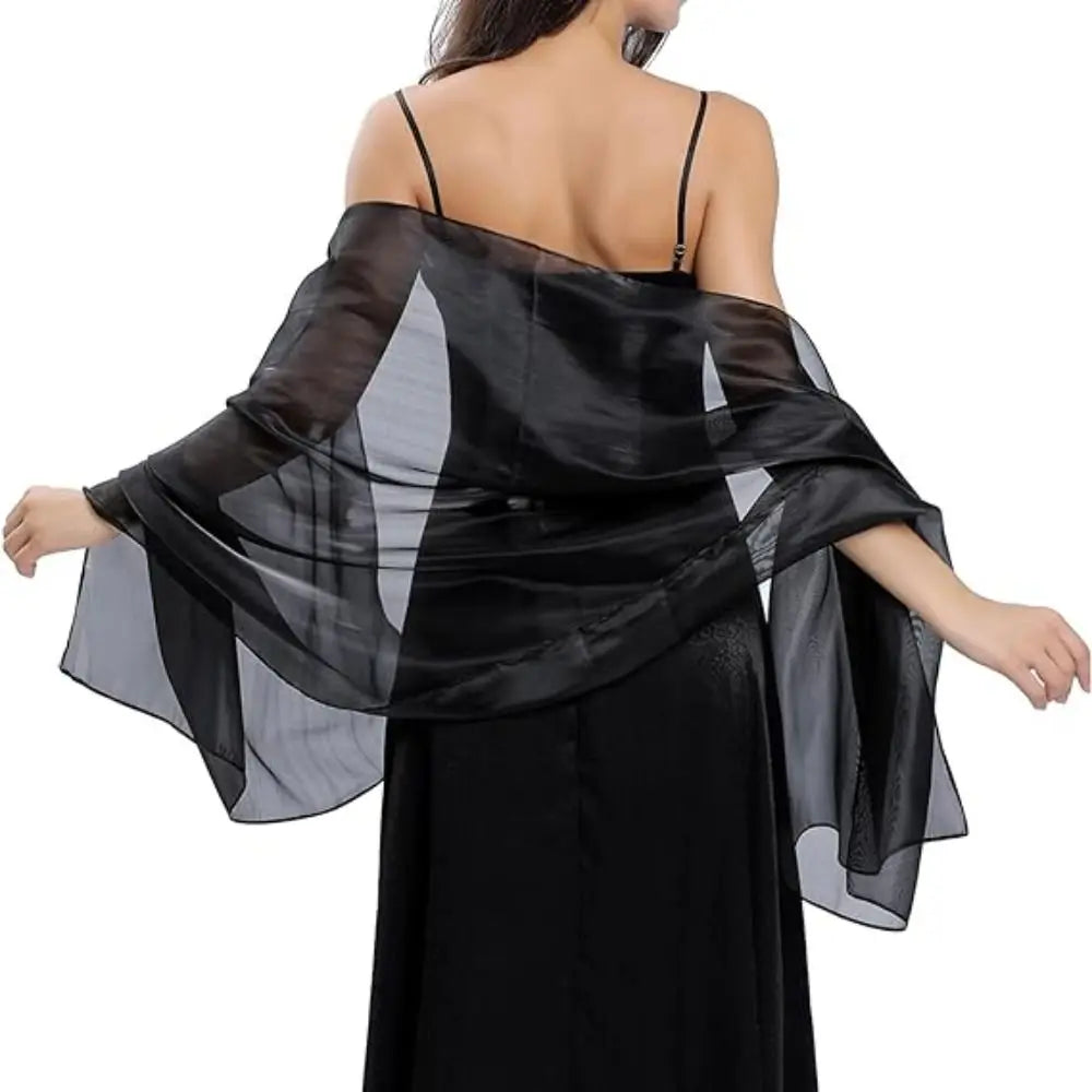 Solid Color Silky Shawls and Wraps Fashion Sunscreen Soft Long Shiny Cloak Scarves Transparent Organza Wedding Bridal Shawl