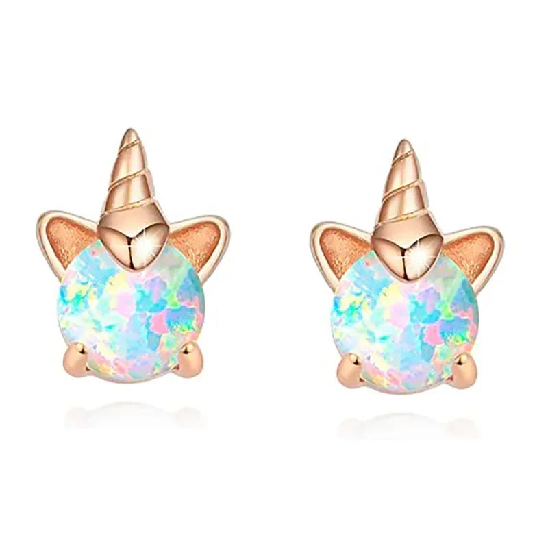 Unicorn Stud Earrings for Little Girl Kids Crystal Cat Butterfly Rainbow Heart Star Earring-Dollar Bargains Online Shopping Australia