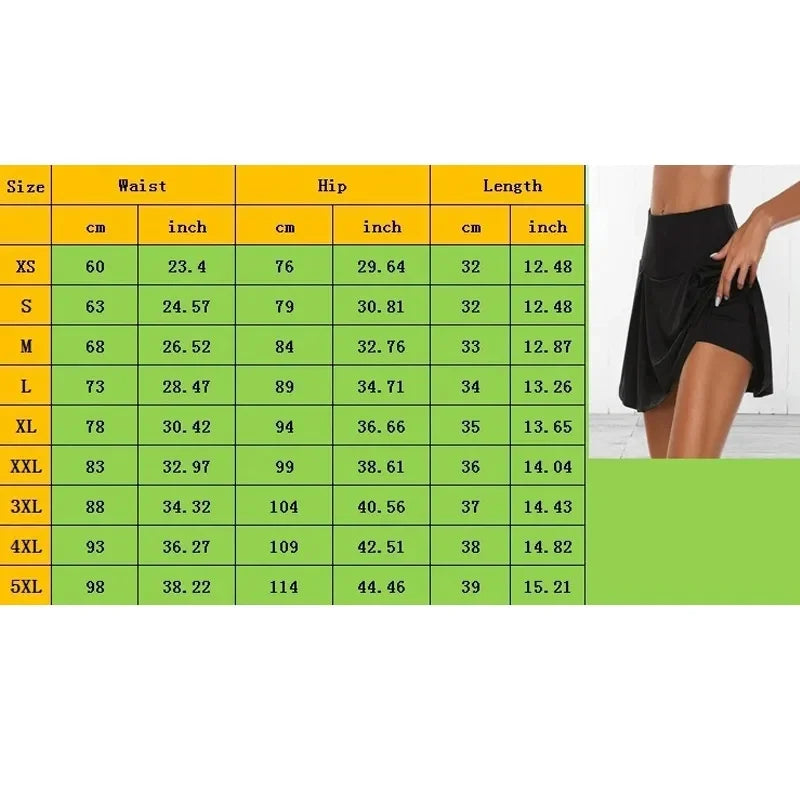 Women Skrits Summer Above Knee Double-Layer Sports Shorts Dress Quick Drying Yoga Sports Leggings Fitness Shorts
