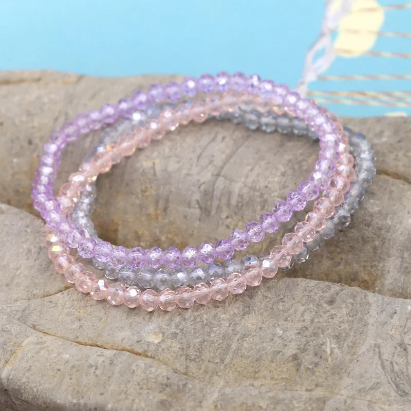 3 Pieces / Pack Women's Bracelets Colorful Crystal Beaded Bracelet Set Wholesale Gifts Korean Jewelry Leisure Vacation Bracelets-Dollar Bargains Online Shopping Australia