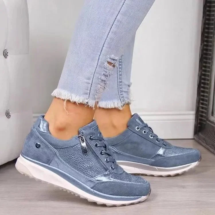 Summer Sneakers Women Solid Color Lace-up Versatile Platform Shoes Fashion Plus Size Vulcanize Shoes-Dollar Bargains Online Shopping Australia