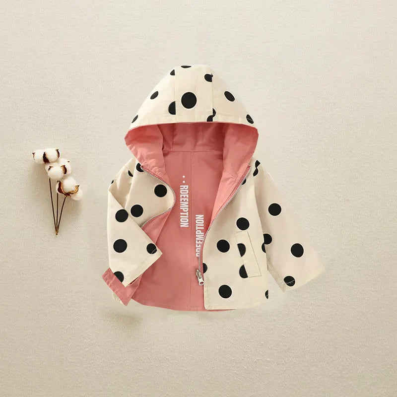 Children Jackets Girls Double Sided Outerwear Toddler Sport Coats Kids Hooded Clothing Spring Autumn Boys Polka Dot Trench Coat-Dollar Bargains Online Shopping Australia