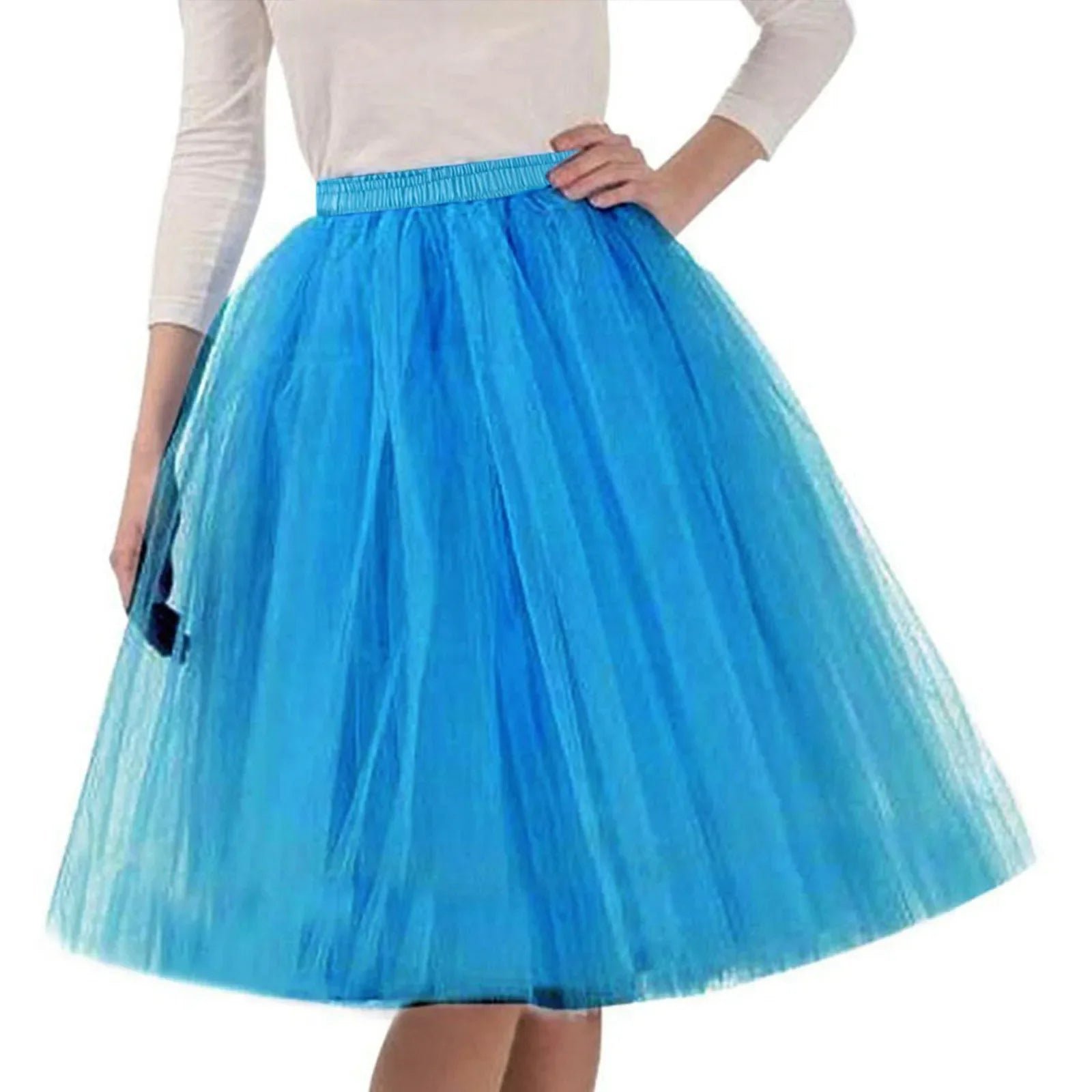 Women Tulle Tutu Skirt Midi Dress Pleated Dance Lolita Princess Petticoat Party Puffy Skirt-Dollar Bargains Online Shopping Australia