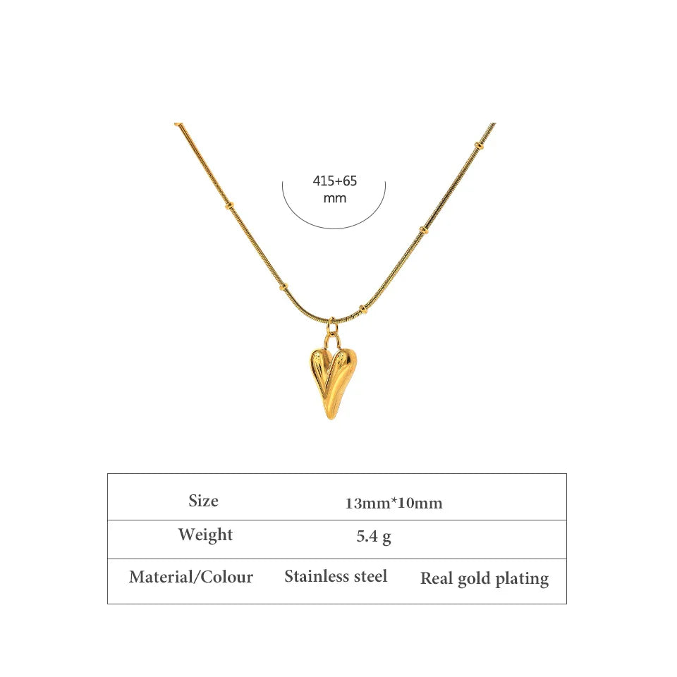 Heart Pendant Chain Necklace for Women Stainless Steel Stylish Choker 18 K Jewelry Waterproof Party Gift-Dollar Bargains Online Shopping Australia