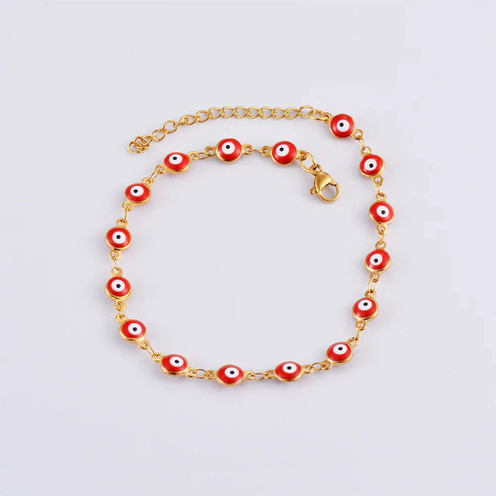 Bracelets Blue Red Evil Eye Enamel Bead Bracelet For Women Lucky Turkish eye Jewelry Gifts