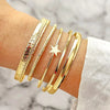 Geometric Engraved Flower Leaf Star Bracelet For Women Girl Fashion Metal Gold Color LOVE Letter Open Bracelet Bangle Gift