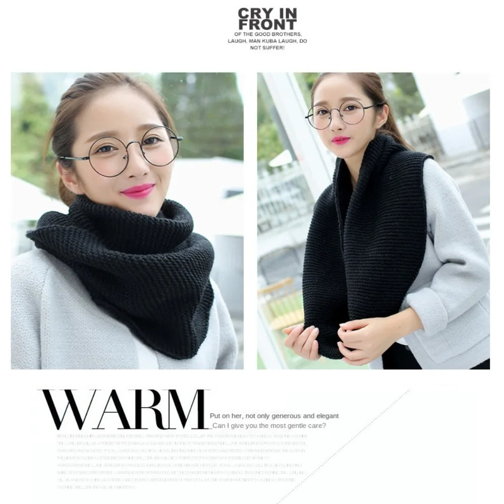 Thickening Thermal Neck Warmer Warm Neck Cover Windproof Fashion Warm Tube Solid Color Bib Knitting Scarf Men Women