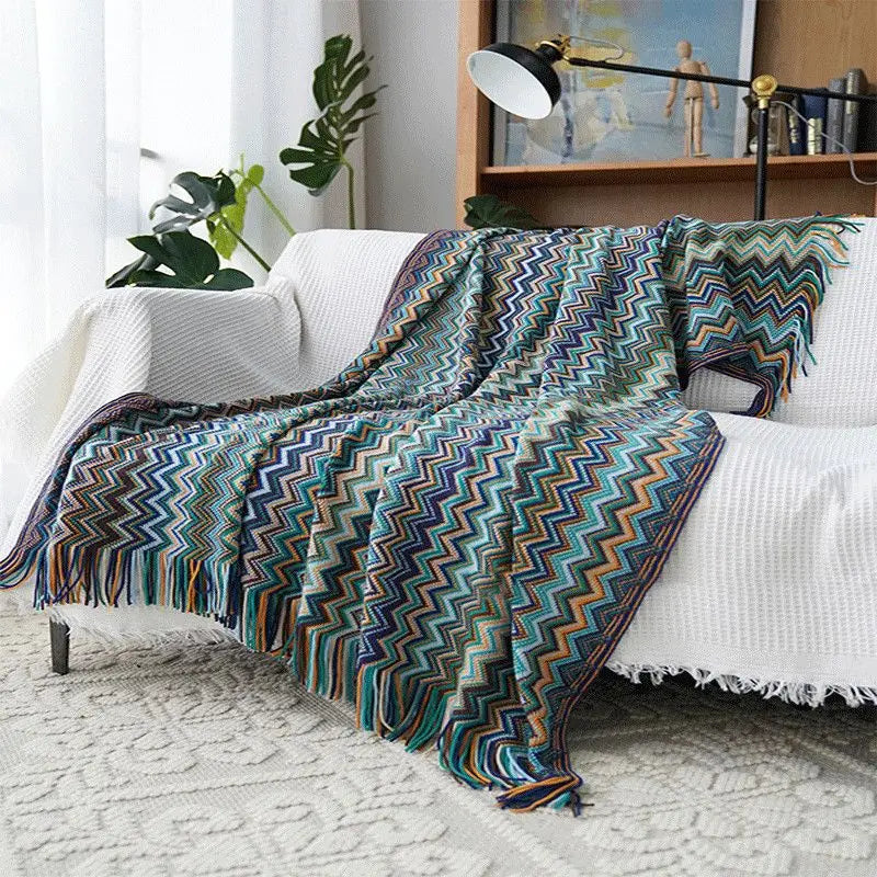 Nordic Knitted Blankets Bohemian Plaid Throw Blanket Sofa Cover With Tassels Travel Leisure Bed Cover Blanket boho Bedspread