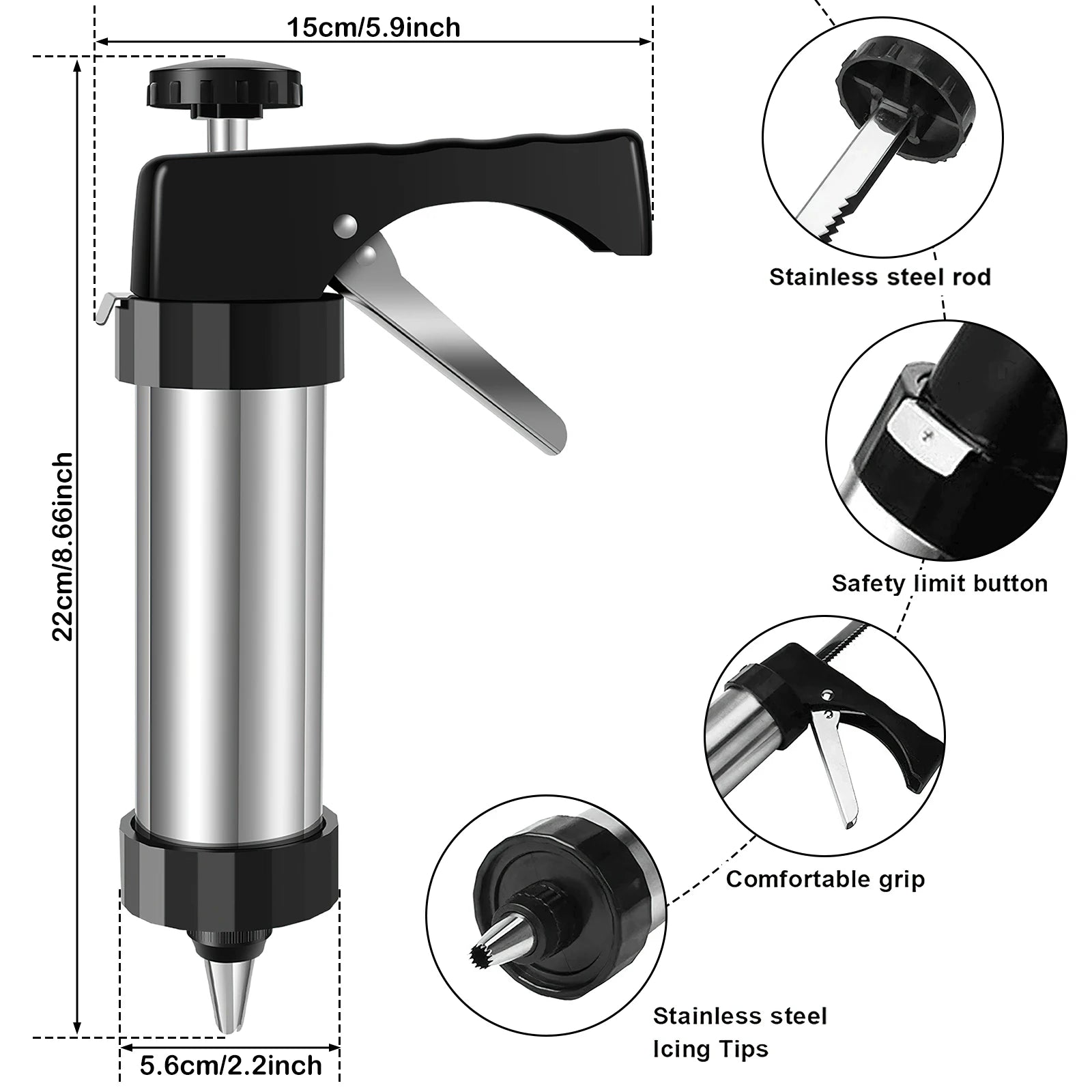 Biscuit Press Stainless Steel Cream Decorating Cookie Gun Nozzle Mold DIY Pastry Extruder Different Shapes Kitchen Baking Tools