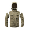 Detachable windproof hooded jacket men's casual waterproof multi bag cargo jacket vest