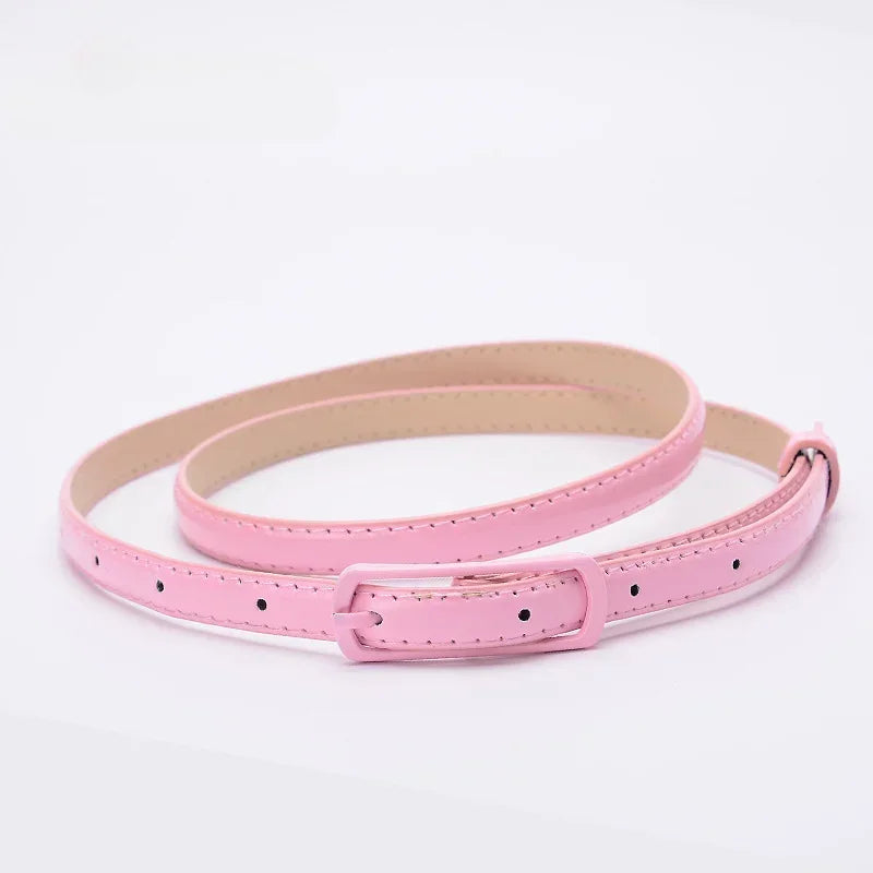 Children Candy Color Belts 1.2cm Super-thin PU Belts Simple Solid Color Lightweight Belts Summer Apparel Accessories-Dollar Bargains Online Shopping Australia