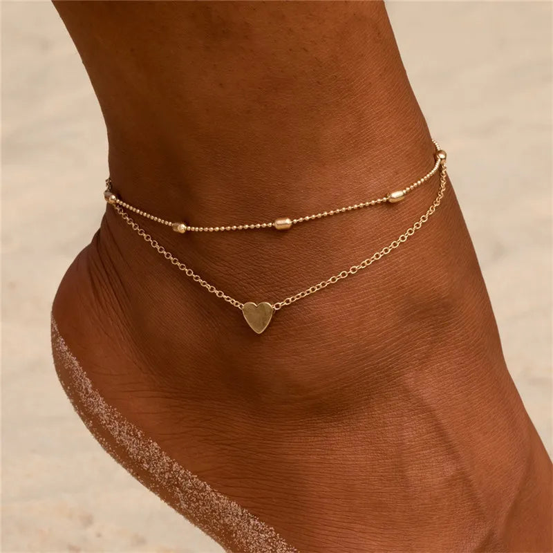 Fashion Colorful Crystal Beads Anklets for Women Boho Gold Color Chain Ankle Bracelet Leg Bracelet Ocean Beach Foot Jewelry-Dollar Bargains Online Shopping Australia