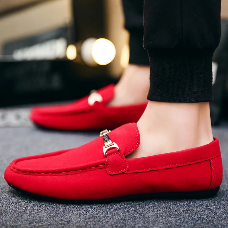 Men's Casual Shoes Red Loafers Cleat Shoes Metal Trim Driving Moccasin Soft Comfortable Casual Shoes Men's Sneakers Flats-Dollar Bargains Online Shopping Australia