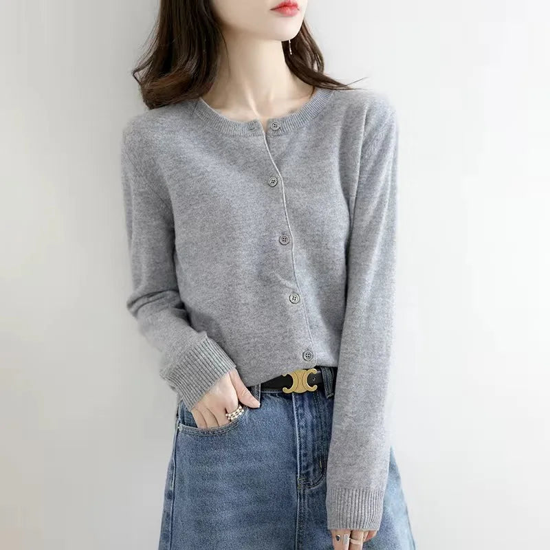 Women Cardigans Sweater O-neck Spring Autumn Knitted Cashmere Cardigans Solid Single Breasted Womens Sweaters-Dollar Bargains Online Shopping Australia