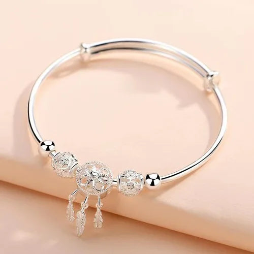 Silver Lucky Beads Ball Chain Bracelet for Women Luxury Fashion Party Wedding Bling Jewelry Lovers Gift Charms-Dollar Bargains Online Shopping Australia