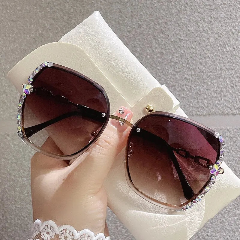 Rhinestone Decor Rimless Fashion Sunglasses For Women Men Casual Gradient Glasses-Dollar Bargains Online Shopping Australia