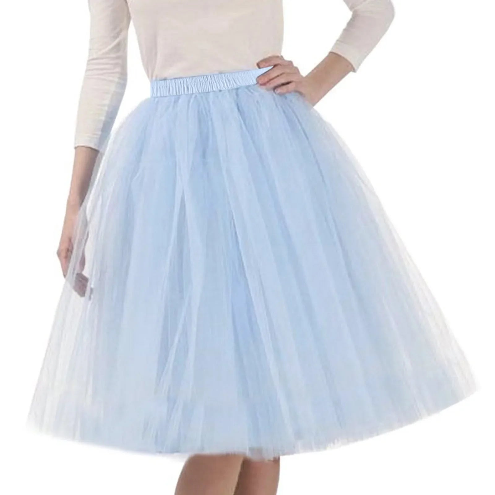 Women Tulle Tutu Skirt Midi Dress Pleated Dance Lolita Princess Petticoat Party Puffy Skirt-Dollar Bargains Online Shopping Australia