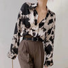 Cow Print Button Up Shirts Women Spring Plus Size Tops Korean Fashion Clothes Chiffon Streetwear Long Sleeve