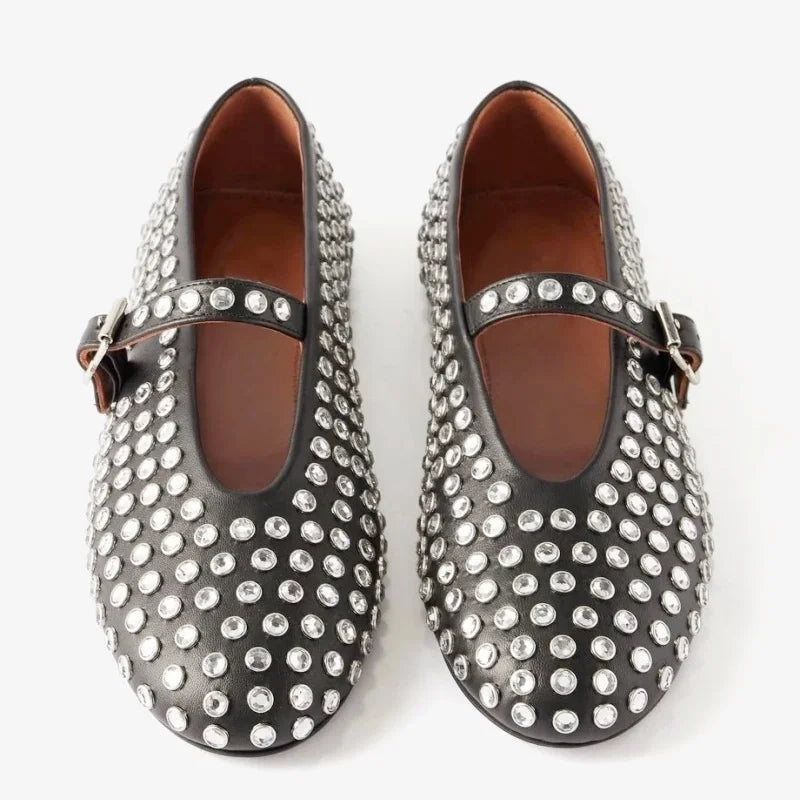 women flats Designer Loafers Shoes Diamond Rivet Mary Jane shoes Woman Stylish Studded Crystal Women Flat Ballet Lolita Shoes-Dollar Bargains Online Shopping Australia