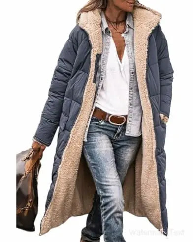 Winter Coats Reversible Sherpa Fleece Long Hooded Puffer Jackets Outerwear-Dollar Bargains Online Shopping Australia