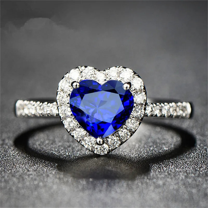 CC Heart Rings for Women Silver Color Wedding Engagement Bridal Jewelry Cubic Zirconia Stone-Dollar Bargains Online Shopping Australia