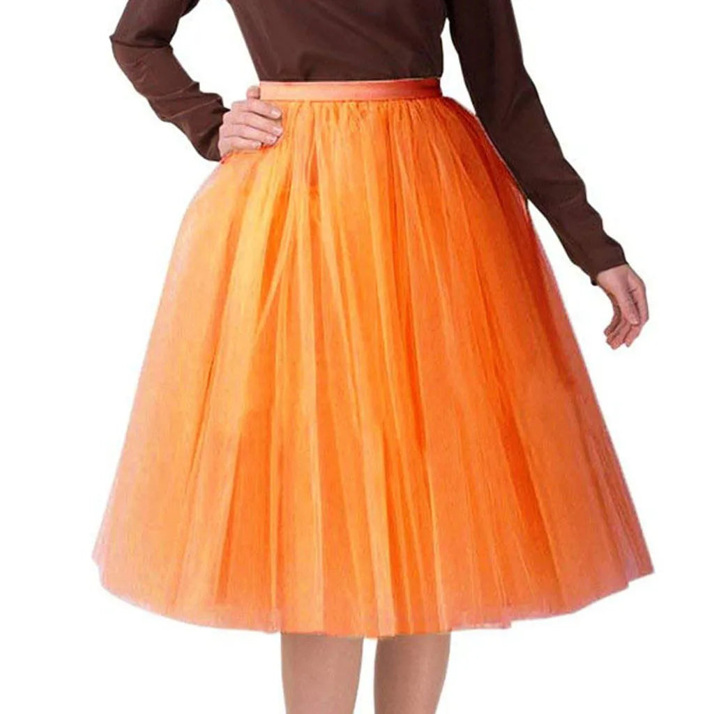 Women Tulle Tutu Skirt Midi Dress Pleated Dance Lolita Princess Petticoat Party Puffy Skirt-Dollar Bargains Online Shopping Australia