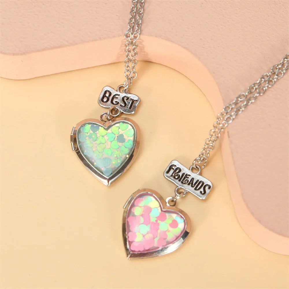 Best Friends Pendant Necklace For Woman Girls Magnetism Sequin Couple Crystal Chain Choke BFF Friendship Forever Jewelry Gift-Dollar Bargains Online Shopping Australia