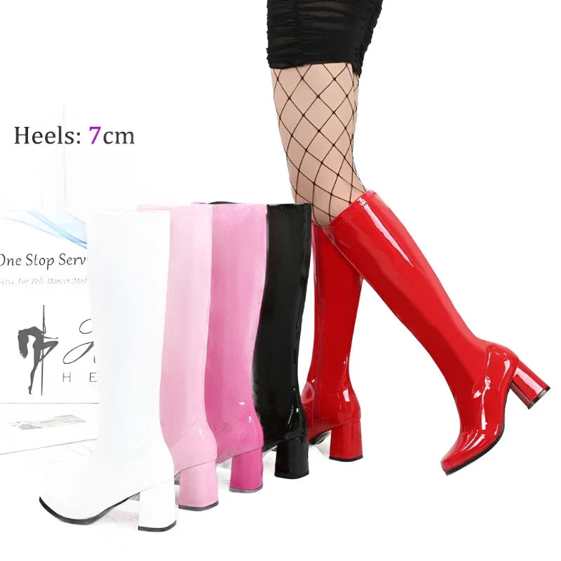 Costumes Knee-High Boots 60s 70s Go Go Boot Retro Ladies Women's Fancy Dress Gogo Party Dance Gothic Shoes-Dollar Bargains Online Shopping Australia