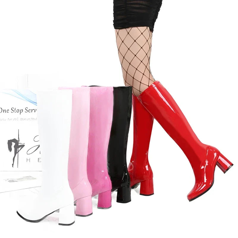 Costumes Knee-High Boots 60s 70s Go Go Boot Retro Ladies Women's Fancy Dress Gogo Party Dance Gothic Shoes Large-Dollar Bargains Online Shopping Australia