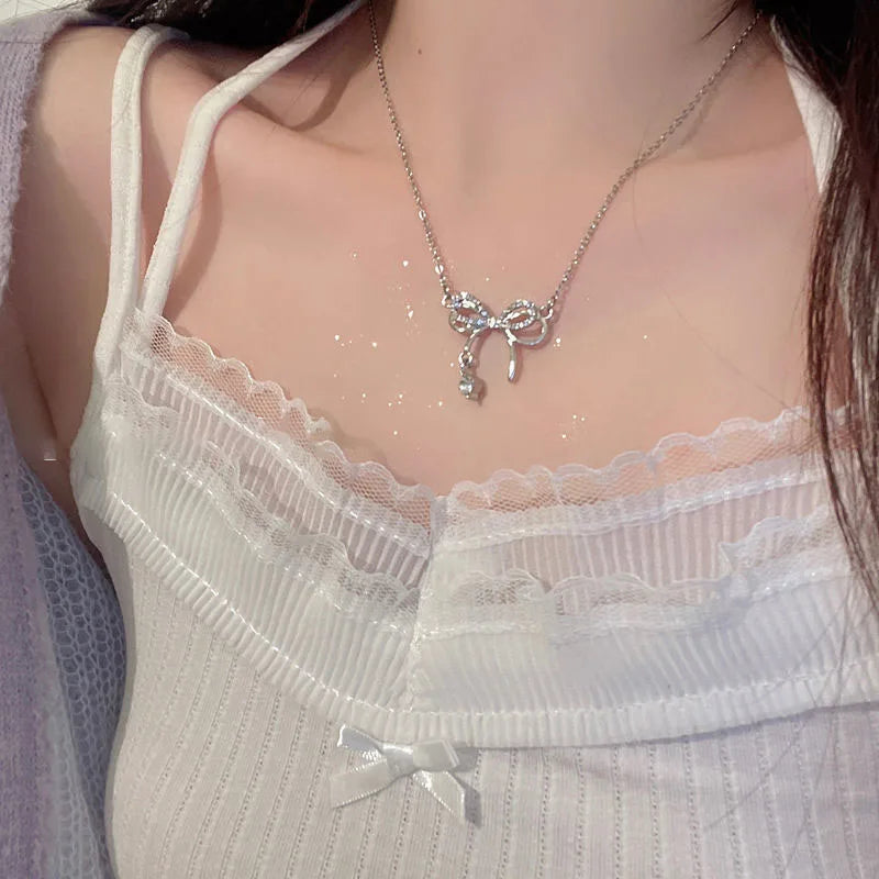 Kpop Y2K Aesthetic Butterfly Pendant Necklace for Women Hip Hop Vintage Double Chain Heart Necklaces Girls Gifts Jewelry-Dollar Bargains Online Shopping Australia