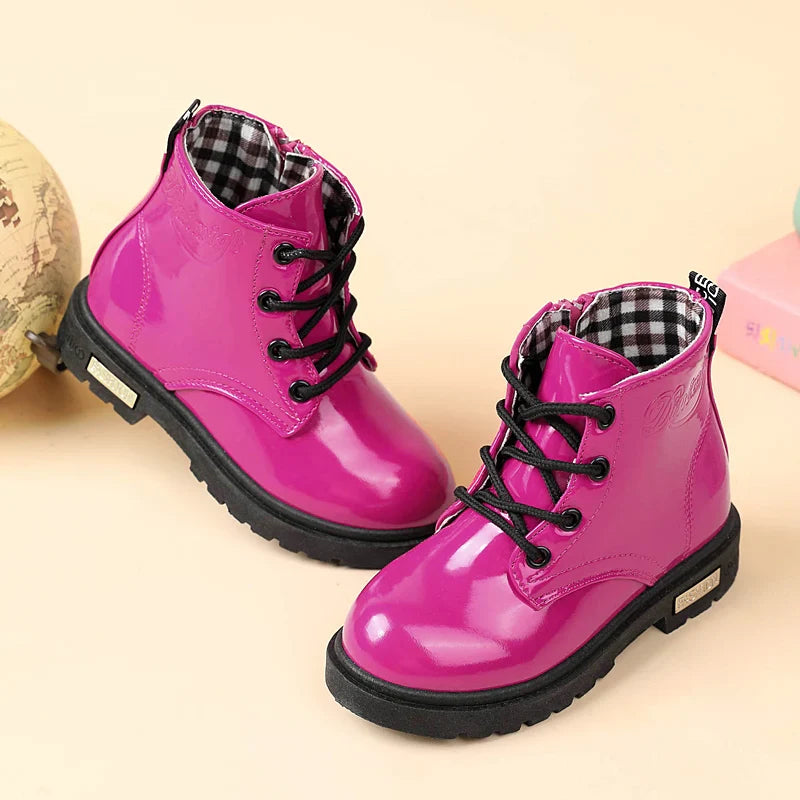 Children Shoes PU Leather Waterproof Plush Boots Kids Snow Boots Brand Girls Boys Casual Boots Fashion Sneakers