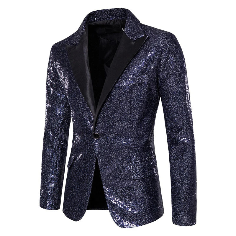 Shiny White Sequin Glitter Blazer for Men One Button Peak Collar Tuxedo Jacket Mens Wedding Groom Party Prom Stage-Dollar Bargains Online Shopping Australia