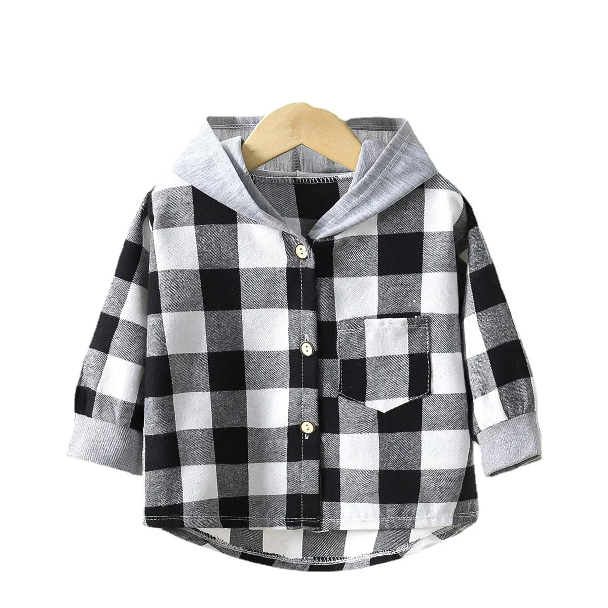 Children's Hooded Shirts Kids Clothes Baby Boys Plaid Shirts Coat for Spring Autumn Girls Long-Sleeve Jacket Bottoming Clothing-Dollar Bargains Online Shopping Australia