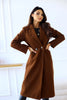 simple long-sleeved lapel double-breasted woolen coat for women