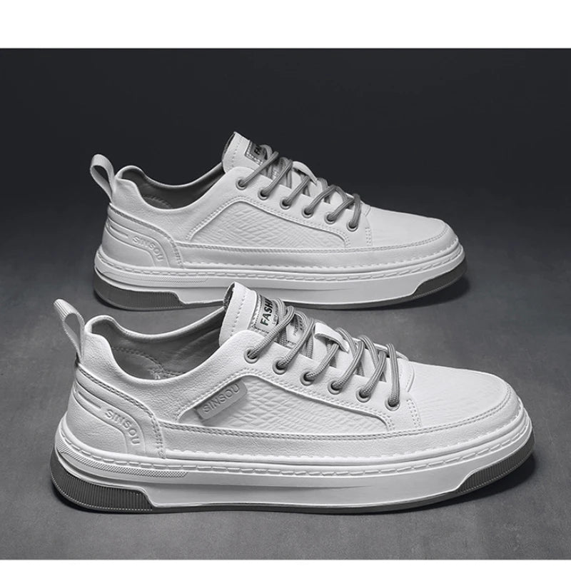 Men Leather High-Top Skateboarding Shoes Men's Jogging Sneakers Male Non-Slip Sport Walking Trainers Youth Student Footwear