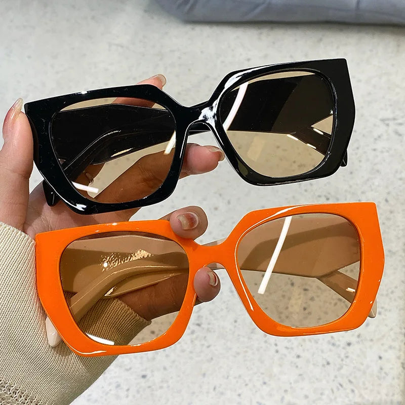 Vintage Brand Designer Polygon Sunglasses Women For Men Fashion Sun Glasses Trendy Punk Ladies Orange Big Shades-Dollar Bargains Online Shopping Australia