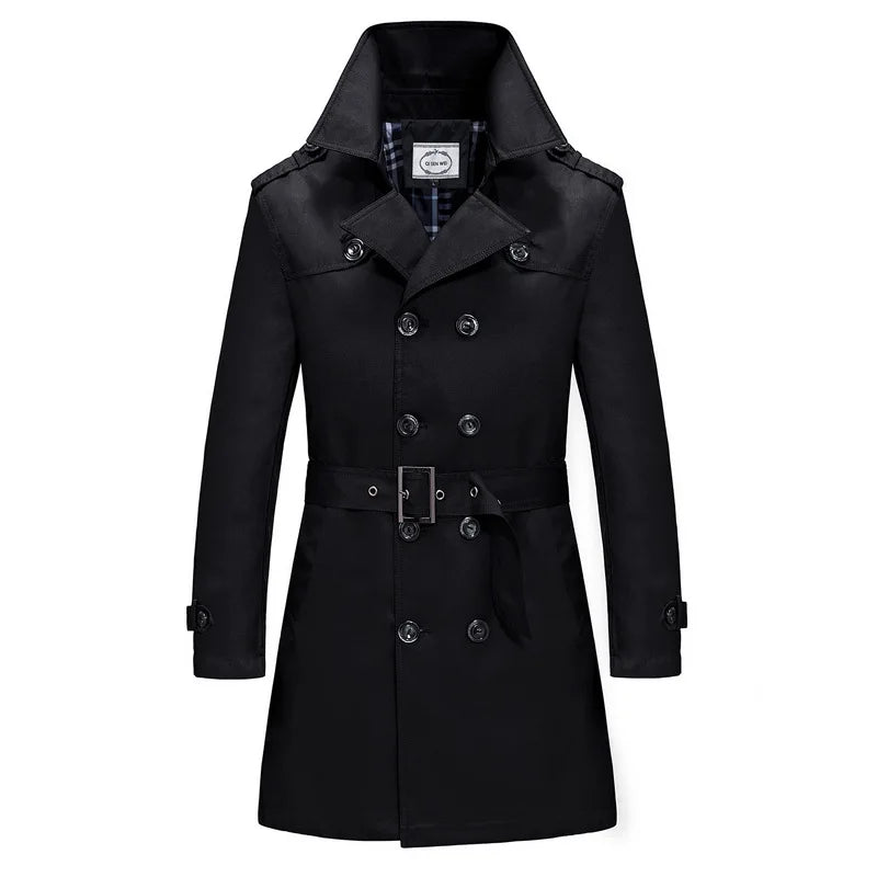 British Style Men's Long Trench Coats with Belt Fashion Slim Windbreak Overcoat Male Double Breasted Jackets-Dollar Bargains Online Shopping Australia