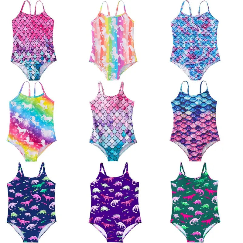 Kids Teenager Girls Swimwear One-Piece Girls Swimsuit Kids Mermaid Bikini Children Beach wear Seaside Swimming Wear