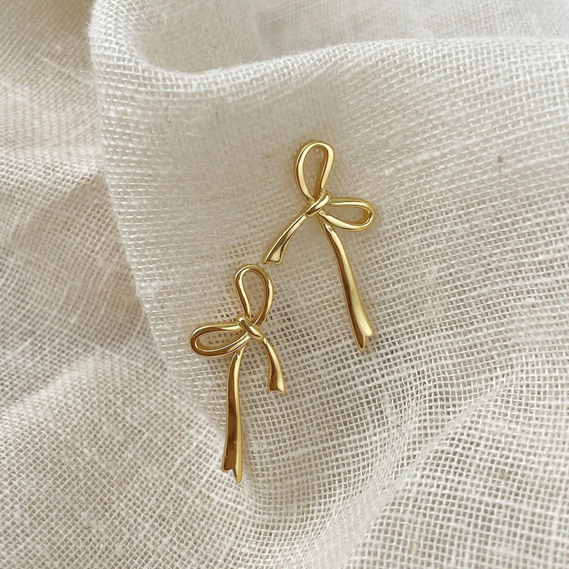 18K Gold Plated Y2K Bow Earrings For Women Stud Nail Fashion Cute Jewelry Piercing Ear Accessories Christmas Gift Aretes-Dollar Bargains Online Shopping Australia