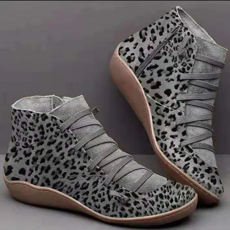 Ankle Boots Casual Women Winter Boots Leopard Print Wedges Flat Booties Warm-Dollar Bargains Online Shopping Australia